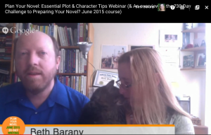 Beth Barany and Ezra Barany in their special webinar on "Plan Your Novel" Essential Plot and Character Tips